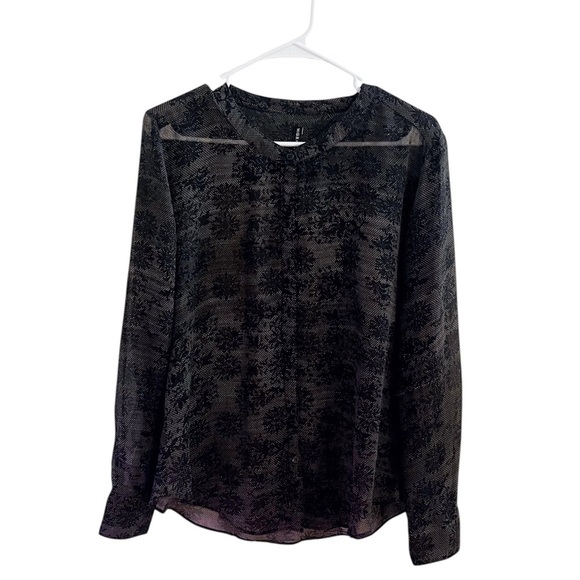 W.G.B. By Walter Baker Floral Black Sheer Blouse Office Datenight Whimsigoth - Picture 5 of 5